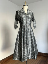 Load image into Gallery viewer, vintage 1950s front zip silver dress {m}