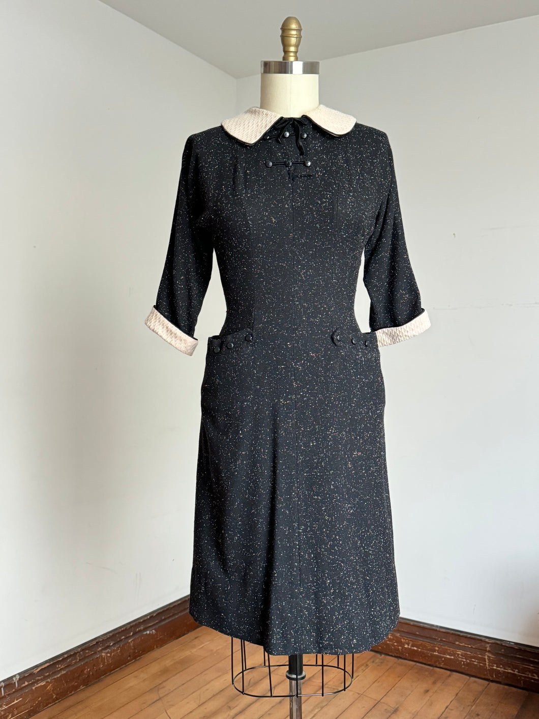 vintage 1950s flecked wool dress {s}