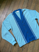 Load image into Gallery viewer, vintage 1960s blue two tone orlon cardigan