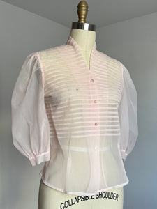 vintage 1950s sheer pink blouse {xs/s}