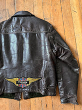 Load image into Gallery viewer, vintage 1940s leather jacket with Triumph patch