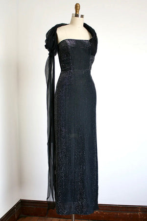vintage 1950s silver Lurex evening dress {xs}