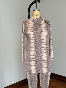 vintage 1960s snakeskin pant set tunic mini dress and pant set {xs}