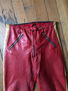 vintage 1970s Kawasaki motorcycle leather riding outfit jacket and pants