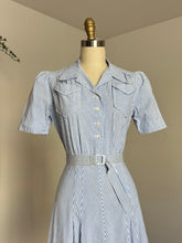 Load image into Gallery viewer, vintage 1930s 40s striped cotton dress {s/m}