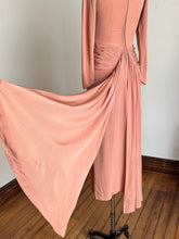 Load image into Gallery viewer, vintage 1940s pale peach rayon gown {s/m}