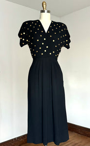 vintage 1940s studded rayon dress {xs}