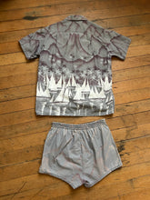 Load image into Gallery viewer, vintage 1950s novelty sailboat cabana set shirt and shorts