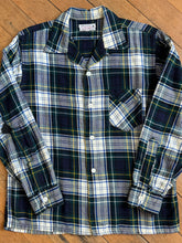 Load image into Gallery viewer, vintage 1950s long sleeve shadow plaid shirt - loop collar