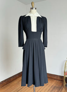 vintage 1930s black rayon dress {s}