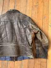 Load image into Gallery viewer, vintage 1940s sunburst belted back leather jacket