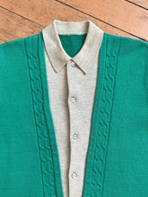 Load image into Gallery viewer, vintage 1950s 60s green knit cardigan sweater jacket
