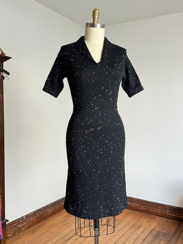 vintage 1950s flecked knit sweater dress {s-L}