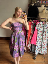 Load image into Gallery viewer, vintage 1950s purple roses dress {xs}