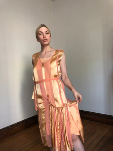 vintage 1920s pink striped dress {m}
