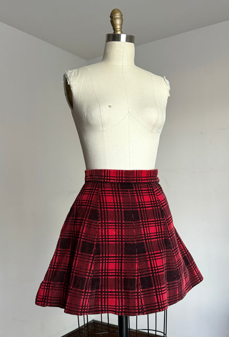 vintage 1950s juniors corduroy mini skirt {xxs}