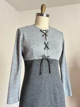 Load image into Gallery viewer, vintage 1960s grey lace up mini dress {L}