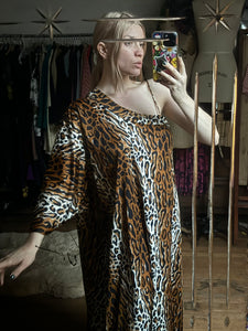 vintage 1970s leopard print maxi dress