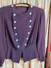 Load image into Gallery viewer, vintage 1930s 40s rayon bellboy blouse {s}