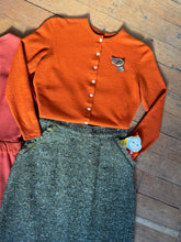 Load image into Gallery viewer, vintage 1950s orange wool cardigan {xs-m}