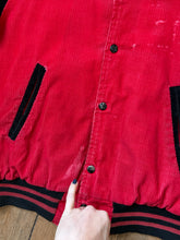 Load image into Gallery viewer, vintage 1950s color block corduroy varsity jacket
