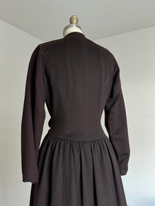 vintage 1940s brown wool princess coat {s}