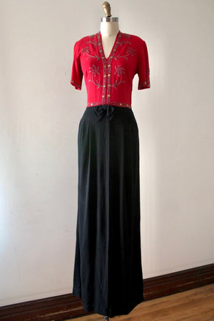 vintage 1940s studded evening gown