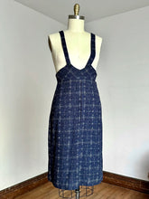 Load image into Gallery viewer, vintage 1930s blue flecked pinafore overall skirt {m}