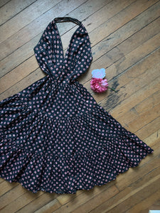 vintage 1950s floral halter dress {s}