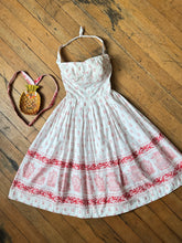 Load image into Gallery viewer, vintage 1950s pineapple print cotton sun dress {xs-m}