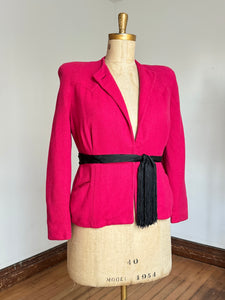 vintage 1940s fuchsia pink wool jacket {XXL}