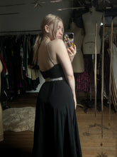 Load image into Gallery viewer, vintage 1970s black jersey dress {xs-m}