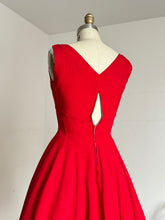Load image into Gallery viewer, vintage 1950s red Jonathan Logan pinafore dress {xs}