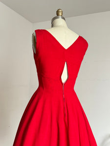 vintage 1950s red Jonathan Logan pinafore dress {xs}