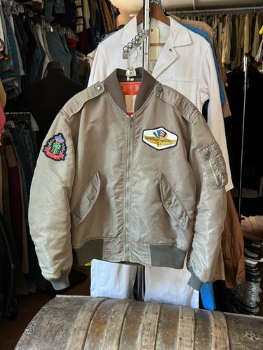 vintage 1980s does 40s flight jacket with Indiana speedway patch