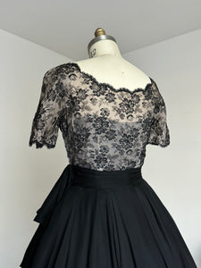 vintage 1950s lace top party dress {m}