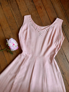 vintage 1950s pink linen dress {m}