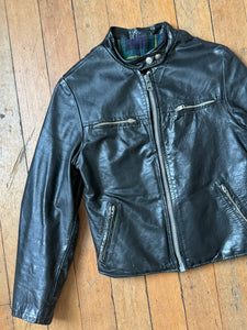 vintage 1960s black leather biker jacket