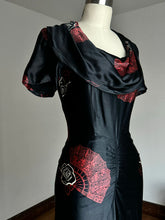 Load image into Gallery viewer, vintage 1940s novelty fan dress {xs}