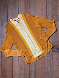 vintage 1960s yellow striped sweater shirt jac