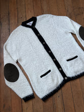 Load image into Gallery viewer, vintage 1960s white fuzzy shag cardigan