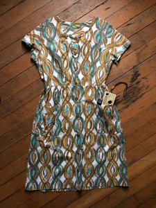vintage 1950s mid century print dress {L}