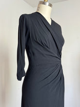 Load image into Gallery viewer, vintage 1950s black rayon Dorothy O’Hara dress {s-m}