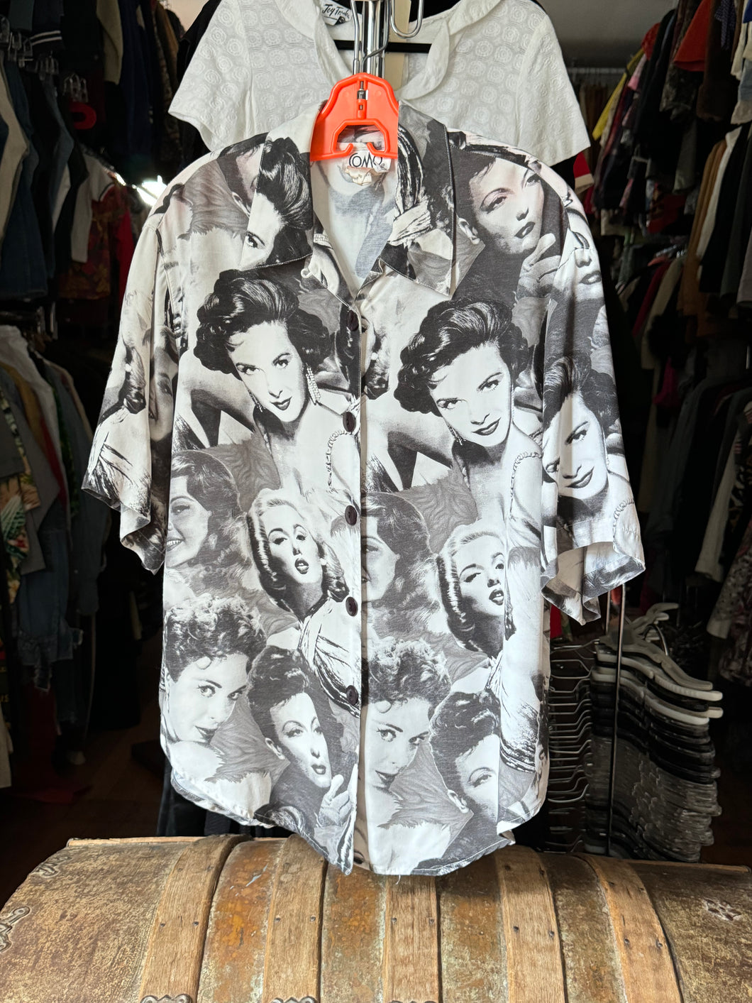 vintage 1990s old Hollywood starlet rayon shirt