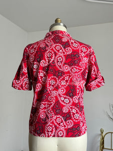 vintage 1950s bandana print blouse {L}