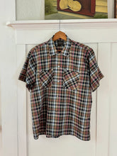 Load image into Gallery viewer, vintage 1960s plaid short sleeve button up shirt - loop collar