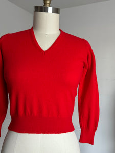 vintage 1940s red wool sweater {xs-s}