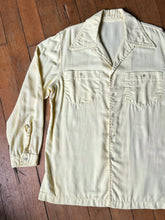 Load image into Gallery viewer, vintage 1950s yellow wool long sleeve button up shirt