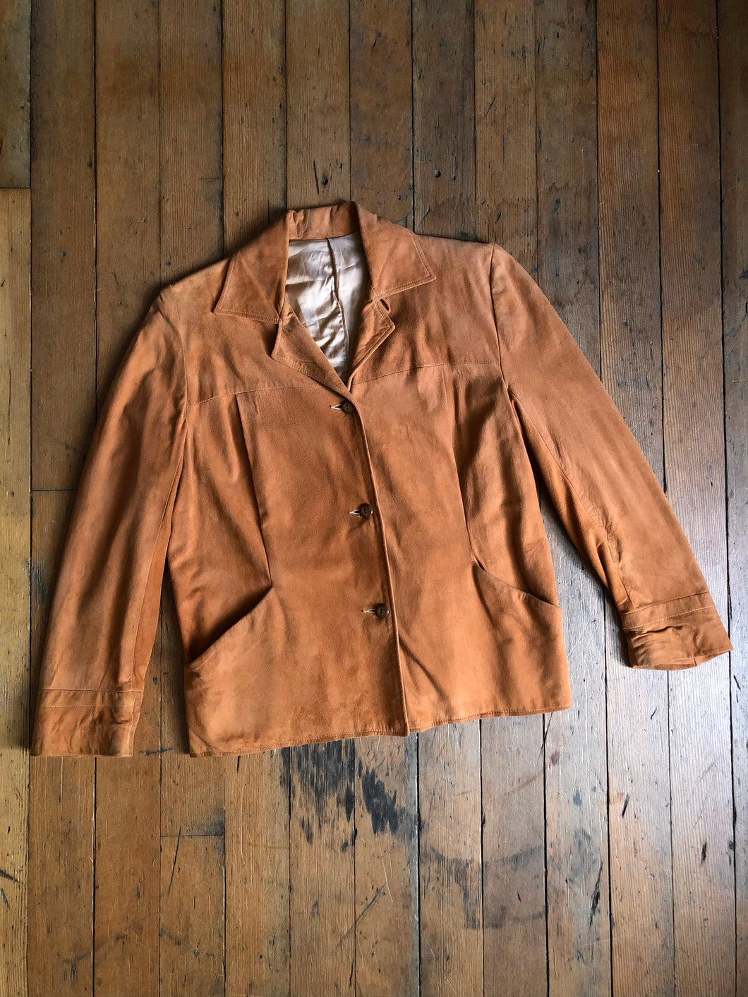 vintage 1940s 50s peach suede jacket {m/l}