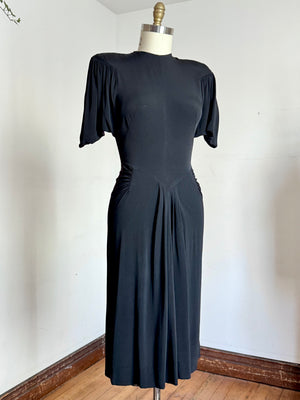 vintage 1940s black rayon Dorothy O’Hara dress {s}